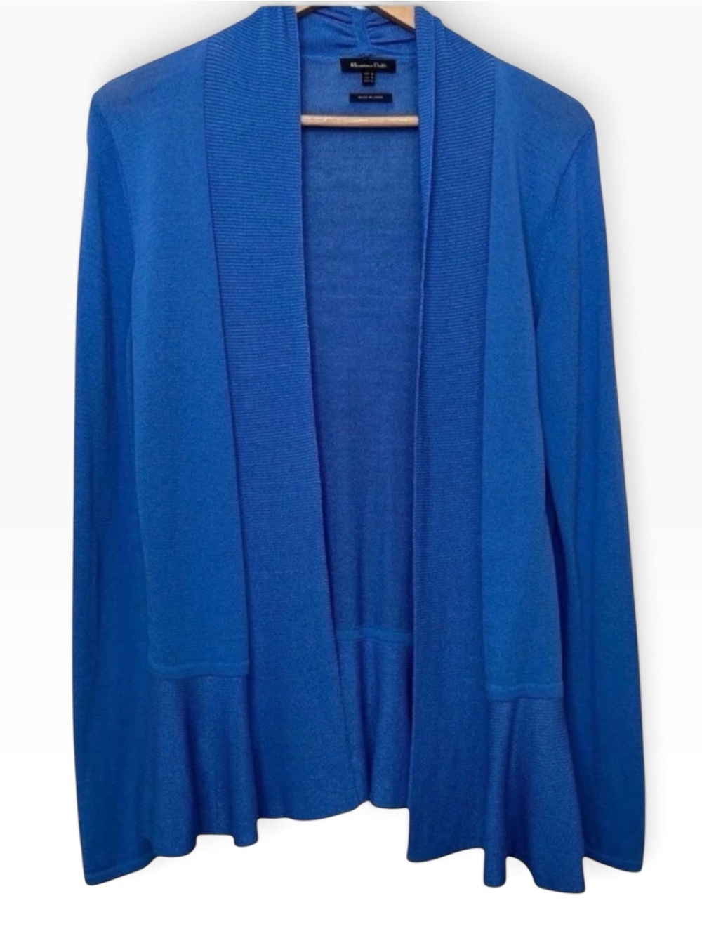 Massimo Dutti Cobalt Blue Open Front Peplum Knit Cardigan Sweater Size M